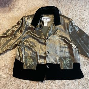 Olive Suede and Satin Blazer Shirt